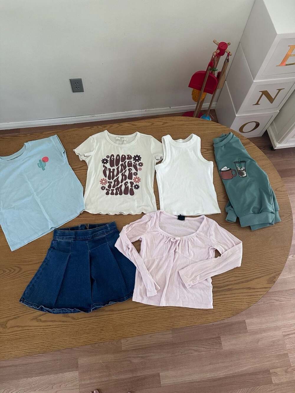 Girls 6 Piece Assorted Tops and Skirt Bundle